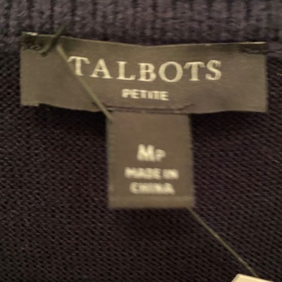 Talbots Navy Short Sleeve Sweater with Knit Lining - Picture 4 of 12